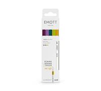 uni-ball Emott Uni Mitsubishi Pencil Retro Colors - Paquete de 5 rotuladores, para escribir, dibujar y trazar, punta fina, 0,4 mm, Azul Verde, Orquídea, burdeos, amarillo paja, verde manzana