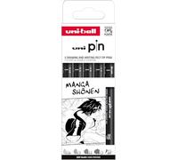 uni-ball Estuche PIN 5 piezas marcadores calibrados 0,05 a 1,2 mm negro SET MANGA SHONEN