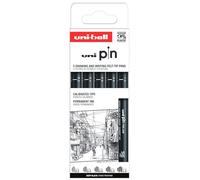 Uni-Ball Estuche PIN 5 marcadores calibrados 0,2 a 1,0 mm color negro Set Clásico II