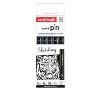 Uni-ball Estuche de marcadores PIN – 5 piezas calibradas 0,4 a 1,2 mm – Negro SET SKETCHING