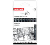 Uni-Ball Estuche PIN Set Clásico II 8 marcadores calibrados 0,05–1,2 mm negro