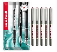 uni-ball EYE UB-157 - Bolígrafos de punta redonda de 0,7 mm, color vino tinto, paquete de 5 en caja de regalo