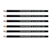 UNI-BALL Lot de 6 Crayons gras DERMATOGRAPH 7600 Multi support Taille facilitée Noir