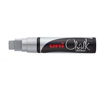 Uni-ball Marcador tiza líquida Uni Chalk PWE17K 15 mm. Plata | Rotulador con punta en cuña de 15 mm para ventanas, pizarras y espejos