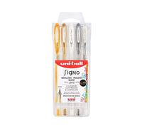 Uni-Ball Mitsubishi Pencil - 5 bolígrafos de tinta de gel Signo - Colores con purpurina - Punta de 1 mm - Escritura grande - Patines creativos para cartería y ocio creativo