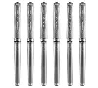 Uni Ball Plateado Signo Bolígrafo Ancha Metálico Tinta Gel Punta Redonda Metal 1mm Punta Pluma 0.65mm Ancho de Línea con Goma Empuñadura UM-153 (Paquete de 6)