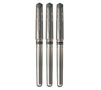 Uni Ball Plateado Signo Bolígrafo Ancha Metálico Tinta Gel Punta Redonda Metal 1mm Punta Pluma 0.65mm Ancho de Línea con Goma Empuñadura UM-153 (Paquete de 3)