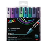 POSCA Mitsubishi Pencil PC5M - 8 rotuladores - Punta cónica - Colores fríos - Punta media - pintura a base de agua - para cualquier soporte - Para papel, textil, vidrio, guijarro, madera