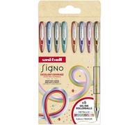 Uni-Ball Set Rollers tinta gel Signo Noble metal UM-120 0,8mm 8 uds