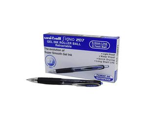 Uni-Ball Signo 207 Caja 12 Bolígrafos Retráctiles Tinta de Gel Azul