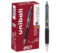 uni-ball Signo 207 - Paquete de 12 bolígrafos de gel azul de 0.039 pulgadas, resistentes al agua, escritura suave, agarre cómodo, retráctiles, bolígrafos de regreso a clases, bolígrafos para
