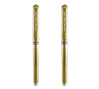 uni-ball Signo Pen Bolígrafo con tinta de gel metálica ancha, punta de metal de 0.039 in, ancho de línea de 0,65 mm con agarre de goma, UM-153, dorado (2)