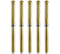uni-ball Signo Pen UM-153 - Bolígrafo de tinta de gel metálica de 1 mm, grosor de trazo de 0,65 mm con agarre de goma, color dorado (5)
