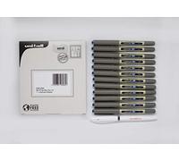 uni-ball UB-157 Eye - Bolígrafos de punta fina de 0,7 mm para escritura, dibujo y coloración supersuaves, resistente a la decoloración y al agua, tinta líquida Uni Super Ink 12 azules + 1 exclusivo