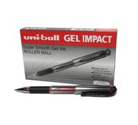 Uni-Ball UM-153S Signo Impact Gel Pens, Red Gel, 1mm Rubber Nib (Pack of 12) 12