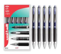 uni-ball UMN-207 - Bolígrafos retráctiles de punta redonda de 0,7 mm, tinta azul, paquete de 5 unidades, en caja de regalo