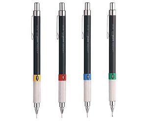 Uni-Ball Uni Mitsubishi Pencil Premium M552 - Portaminas recargable - Diseño técnico - con graduación ajustable y goma - Mina NanoDia - Juego de 4 - 0,3 mm + 0,5 mm + 0,7 mm + 0,9 mm