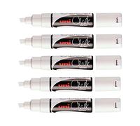 Uni-Ball - Uni Mitsubishi Pencil - Rotuladores de tiza Chalk Marker PWE-8K - Multiuso - Resistente a la lluvia - Ideal cristal espejo pizarra - Punta ancha biselada de 8 mm - Lote de 5 - Blanco
