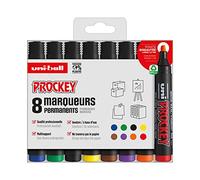 Uni Mitsubishi – Marcador permanente PM126 – Punta bisel. 5,7mm, base agua, inodoro – 8 colores