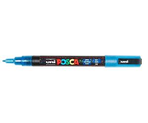 uni-ball Uniposca PC-3ML Azul Purpurina | Rotulador con punta redonda de 0,9-1,3 mm para casi todas las superficies