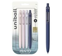 uni-ball Zento - Bolígrafos de tinta de gel, 4 bolígrafos negros de punta media suave, bolígrafos japoneses de colores, colores apagados