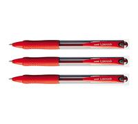 UNI-BALLL - Lote de 3 bolígrafos Laknock SN100/10 Retract Grip punta media, 1 mm, color rojo