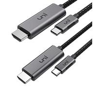 uni Cable USB C a HDMI Paquete de 2 (1,8m/6ft, 4K@60Hz), Cable USB Tipo C a HDMI [Compatible con Thunderbolt 3] para MacBook Pro/Air iPad Pro, iMac Mini/Pro, Surface Book, Galaxy S20, etc.