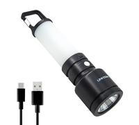 Uni-Com Linterna recargable con linterna integrada: linterna LED compacta de 1 W y linterna de luz cálida de 3 LED, gancho de mosquetón y cable de carga USB-C incluido para camping, bricolaje, hogar y