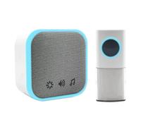 Uni-Com Timbre de puerta portátil inalámbrico, rango de funcionamiento de 150 m, 30 campanillas diferentes, alerta de timbre LED, 3 modos de funcionamiento, fácil instalación, color blanco