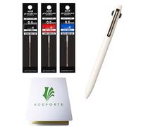 Uni Jetstream PRIME - Bolígrafo a base de aceite de 0,5 mm, cuerpo beige + recambios negro/rojo/azul, juego de notas adhesivas