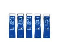 Uni NanoDia - Minas de portaminas de 0,7 mm, color azul, paquete de 5 / total de 100 minas con notas adhesivas ecológicas