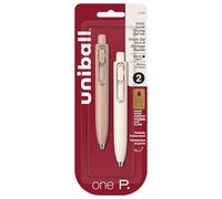 uni one P - Bolígrafos de gel retráctiles, punta micro (0.5 mm), barriles de café y yogur, tinta negra, paquete de 2