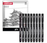 Uni Pin Fineliner Plumilla - Completo Set Of 9 Niveles - Tinta Negra