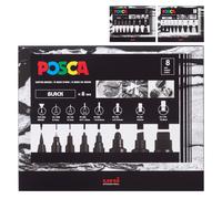 Uni Posca 8-Tip Acrylic Paint Marker Set Black Non-Toxic ACMI Certi