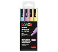 Rotuladores UbiBall Posca | Estuche 4 marcadores PC-3M Punta Conica 0.9-1.3mm Colores Surtidos Pastel