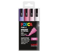 UNI Posca Estuche de 4 Rotuladores PC5m de Color Pastel de Punta Cónica Medio
