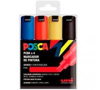 Uni posca estuche de 4 rotuladores pc8k de punta biselada colores bás