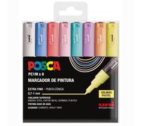Uni posca estuche de 8 rotuladores pc1m de color pastel de punta cóni