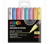 UNI Posca Estuche de 8 Rotuladores PC1M de Color Pastel de Punta Cónica Extra Fino