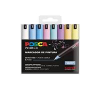 UNI Posca Estuche de 8 Rotuladores PC1MR de Color Pastel de Punta Cónica Extra Fino
