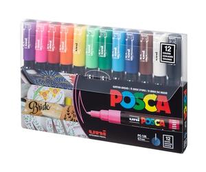 UNI-posca PC-1M12C - Rotulador de Pintura (Punta extrafina, 12 Unidades)
