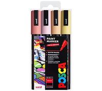 Uni Posca - PC-5M Arte Pintura Rotuladores - Juego de 4 - en Plástico Cartera - Caliente Pastel