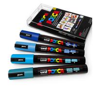 Uni Posca PC-5M Marcador De Arte Tono Frío Set De 4 En Cartera De Plástico