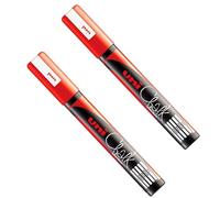 Uni PWE-5M - Rotulador de tiza líquida, pizarra blanca, pizarra, no permanente, color rojo, paquete de 2