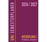 Uni Semesterplaner 2026/2027 September: Din A4 , Studienplaner Wintersemester und Sommersemester , Vertikal mit To-Do , Rosa