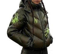 Uni-Sex-Thermo-Chromic Puffer Cuello Alto Que Cambia de Color reactivo al Calor Cremallera con Capucha Desmontable con Capucha Moda Termocrómico Invierno para Hombres Mujeres,S,Green