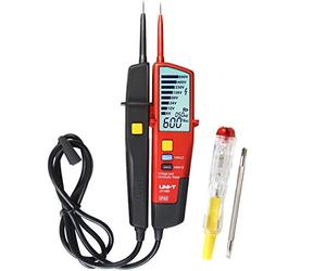 UNI-T UT18D Probador de Voltaje y Continuidad Impermeable Comprobador de Tensión de Rango Automático con Prueba de RCD y Rotación de Fase, Iluminación incorporada
