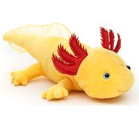 Uni-Toys Axolotl Original (Amarillo con Ojos Azules) - 32 cm (Longitud) - Peluche de Peluche
