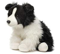Uni-Toys - Border Collie Blanco y Negro, Sentado (sin Correa) - 26 cm (Altura) - Perro de Peluche - Peluche