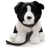 Uni-Toys Border Collie sentado (con correa) - 20 cm (altura) - Perro de peluche - Doudou